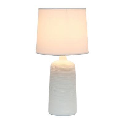 Image showing  Textured Linear Ceramic Table Lamp, Off-White Base