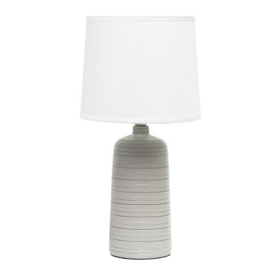 Simple Designs Textured Linear Ceramic Table Lamp, Taupe Base