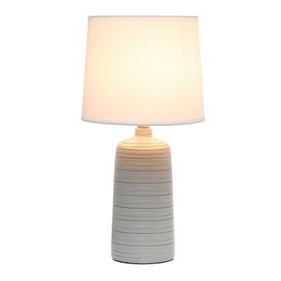 Image showing  Textured Linear Ceramic Table Lamp, Taupe Base
