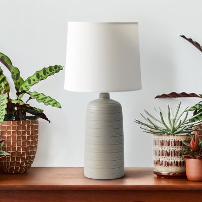 Image showing  Textured Linear Ceramic Table Lamp, Taupe Base