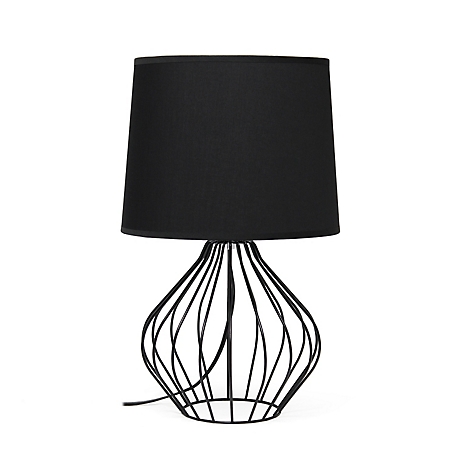 Simple Designs 9.4 in. H Geometrically Wired Table Lamp, Black Base, Black Shade