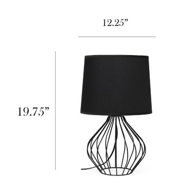 Image showing  9.4 in. H Geometrically Wired Table Lamp, Black Base, Black Shade