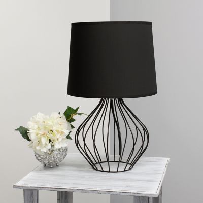 Image showing  9.4 in. H Geometrically Wired Table Lamp, Black Base, Black Shade