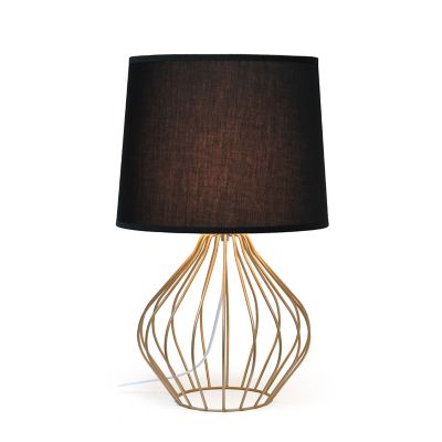 Image showing  9.4 in. H Geometrically Wired Table Lamp, Copper Base, Gray Shade