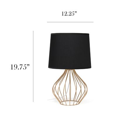 Image showing  9.4 in. H Geometrically Wired Table Lamp, Copper Base, Gray Shade