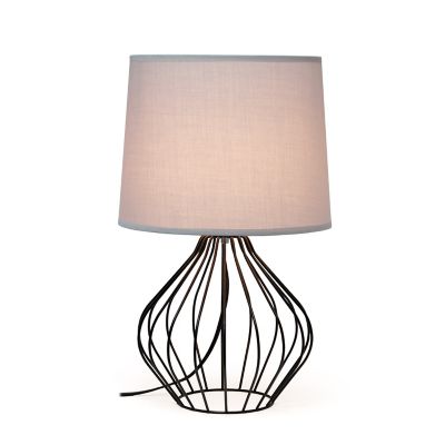 Image showing  9.4 in. H Geometrically Wired Table Lamp, Black Base, Gray Shade