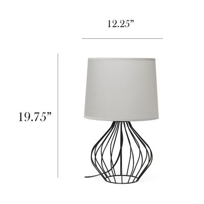 Image showing  9.4 in. H Geometrically Wired Table Lamp, Black Base, Gray Shade