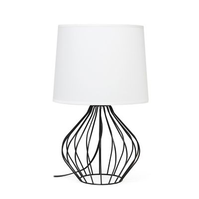 Image showing  9.4 in. H Geometrically Wired Table Lamp, Black Base, White Shade