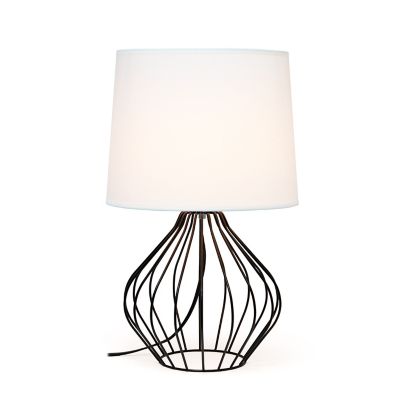 Image showing  9.4 in. H Geometrically Wired Table Lamp, Black Base, White Shade