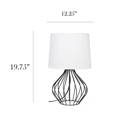 Image showing  9.4 in. H Geometrically Wired Table Lamp, Black Base, White Shade
