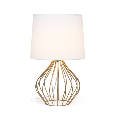 Image showing  9.4 in. H Geometrically Wired Table Lamp, Copper Base, White Shade