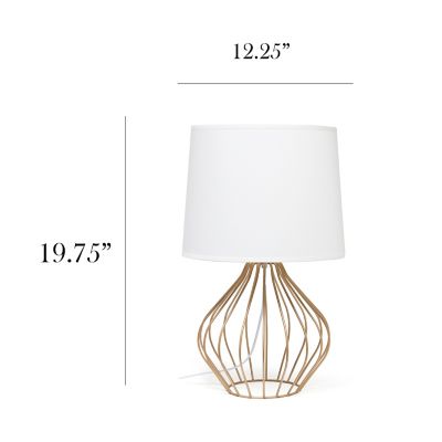 Image showing  9.4 in. H Geometrically Wired Table Lamp, Copper Base, White Shade