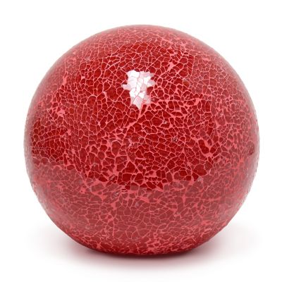 Image showing  1-Light Mosaic Stone Ball Table Lamp, Red