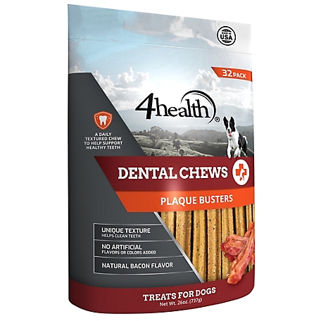 4health Plaque Buster Bacon Flavor Dog Dental Chews, 32 ct.