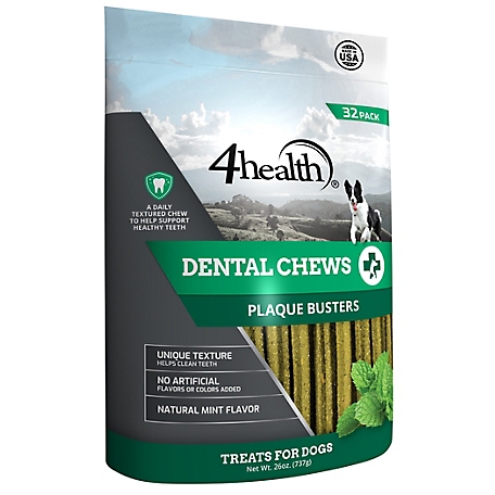 4health Plaque Buster Dental Dog Treats, Mint, 32 ct.