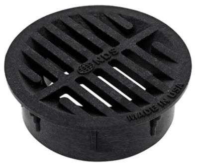 NDS 4 in. Plastic Round Drainage Grate in Black, Fits 3 & 4 in. Pipe