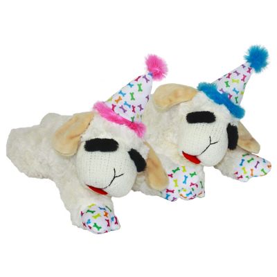 Multipet Lamb Chop with Birthday Hat Assorted Colors Dog Toy