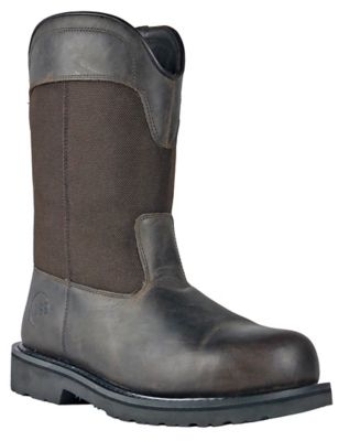 HOSS Boot Company Men's Buck Pull-On Work Boots, Steel Toe, Slip Resistant, EH Rated, Goodyear Welt, 11 in.