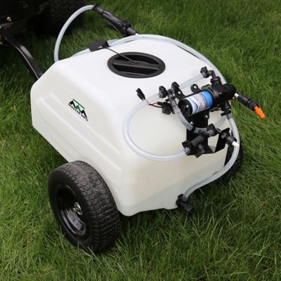 Image showing 9 th Master Mfg 12 gal. 1-Nozzle 12V Lawn Trailer Broadcast Sprayer, 7 ft. Swath