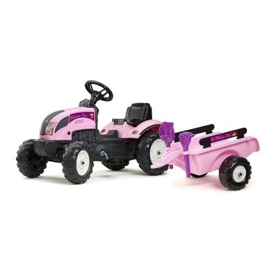 Image showing  Pink Princess Ride-On Pedal Tractor with Trailer, for ages 2-5 Years, FA2056C