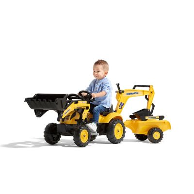 Image showing  Komatsu Pedal Backhoe Ride-On with Front Loader and Trailer, Ages 2-5