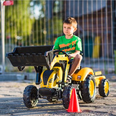 Image showing  Komatsu WB93R Pedal Backhoe Loader Ride-On with Front Loader, Rear Excavator and Trailer, Ages 3-7