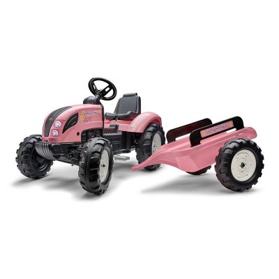 Falk Country Star Farmer Pedal Ride-On Tractor, Ages 3-7, Pink