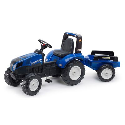 Falk New Holland T8 Pedal Tractor Ride-On Toy with Trailer, for +3-7 Years FA3090B