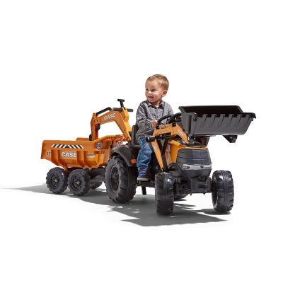 Image showing  Case CE 580 Super N Pedal Backhoe Loader Ride-On Toy with Maxi Tilt Trailer, for Ages 3+ FA997W