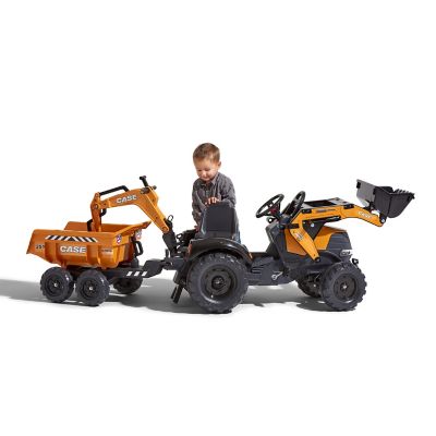 Image showing  Case CE 580 Super N Pedal Backhoe Loader Ride-On Toy with Maxi Tilt Trailer, for Ages 3+ FA997W