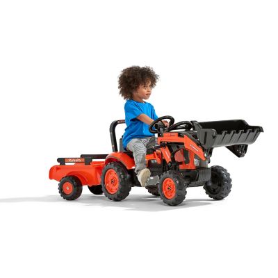 Image showing  Orange Kubota M7171 Pedal Tractor Ride-On with Front Loader and Trailer, for ages 2-5 Years, FA2065AM