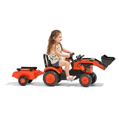 Image showing  Orange Kubota M7171 Pedal Tractor Ride-On with Front Loader and Trailer, for ages 2-5 Years, FA2065AM