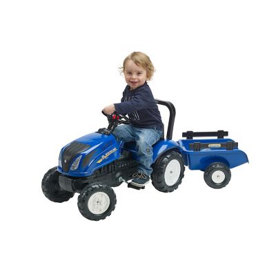 Image showing  New Holland T6 Pedal Tractor Ride-On Toy with Trailer and Opening Bonnet, for ages 2-5 Years, FA3080AB