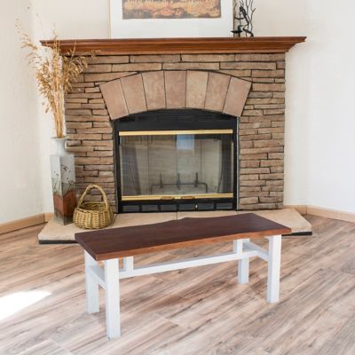 Image showing  Acacia Live Edge Bench, 46 in., White