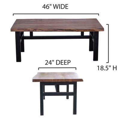 Image showing 5 th AmeriHome Acacia Live Edge Rectangular Trestle Coffee Table, 46 in.