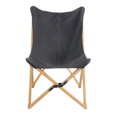 AmeriHome Canvas and Bamboo Butterfly Chair, Black