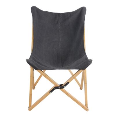 Image showing  25 in. x 30 in. x 39 in. Canvas and Bamboo Butterfly Chairs, Black, 2-Pack