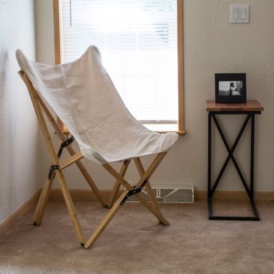 Image showing  25 in. x 30 in. x 39 in. Canvas and Bamboo Butterfly Chair, White