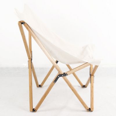 Image showing  25 in. x 30 in. x 39 in. Canvas and Bamboo Butterfly Chair, White
