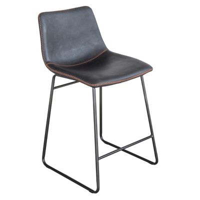 Image showing  Classic Faux Leather Counter-Height Bar Stools, 24 in., Black