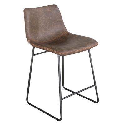 Image showing  Classic Faux Leather Counter-Height Chair Set, 24 in., Coffee, 2-Pack