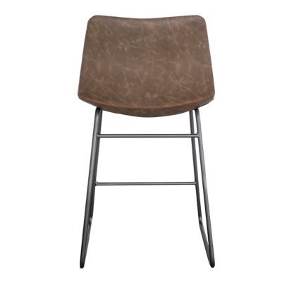 Image showing  Classic Faux Leather Counter-Height Chair Set, 24 in., Coffee, 2-Pack