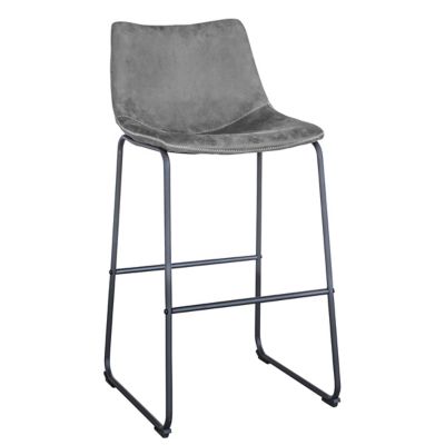 Image showing  Classic Faux Leather Bar Chairs, 30 in., Gray