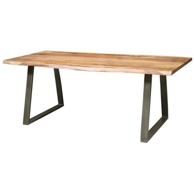 Image showing  Rectangular Dining Table for 6 People with Rosewood Top and Metal Legs, 63 in. x 35 in.