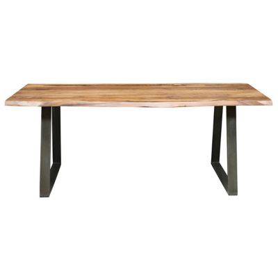 Image showing  Rectangular Dining Table for 6 People with Rosewood Top and Metal Legs, 63 in. x 35 in.