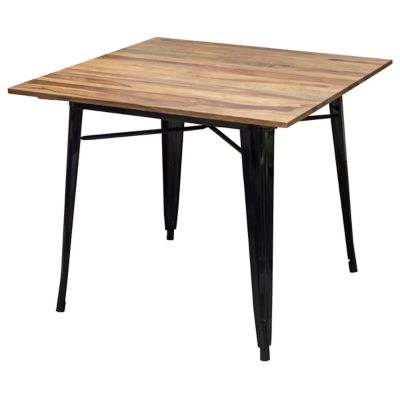 AmeriHome Rectangular Dining Table with Rosewood Top and Metal Legs, 36 in. x 36 in., Seats 2-4 People