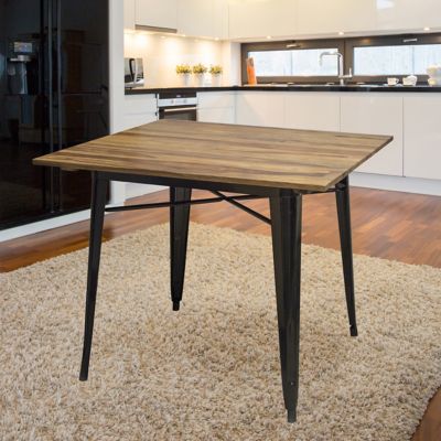 Image showing  Rectangular Dining Table with Rosewood Top and Metal Legs, 36 in. x 36 in., Seats 2-4 People