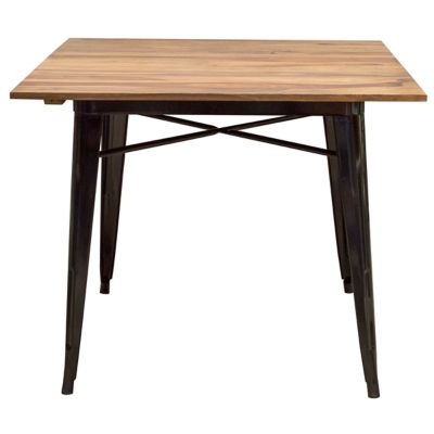 Image showing  Rectangular Dining Table with Rosewood Top and Metal Legs, 36 in. x 36 in., Seats 2-4 People