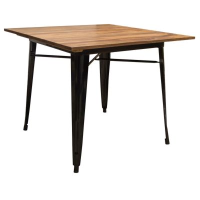 Image showing  Rectangular Dining Table with Rosewood Top and Metal Legs, 36 in. x 36 in., Seats 2-4 People