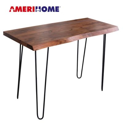AmeriHome Acacia Wood Live Edge Desk with Cherry Stain
